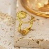 European and American INS style stainless steel ring plated with 18k gold, versatile open ring, heart-shaped eight-pointed star titanium steel ring for women details Picture